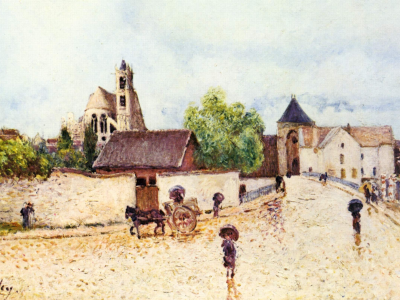 alfred sisley, живопись, картина, loing at moret in the rain, 1888, painting