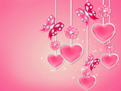 день святого Валентина, сердечки, алмазы