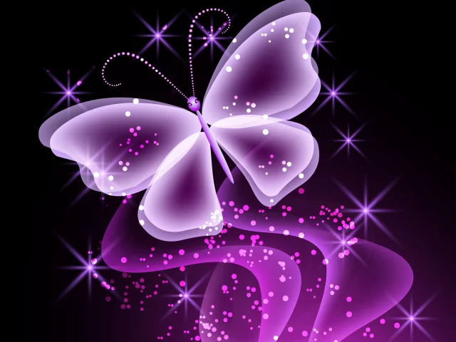 бабочка, neon, sparkle, неоновая, purple, glow, abstract, butterfly