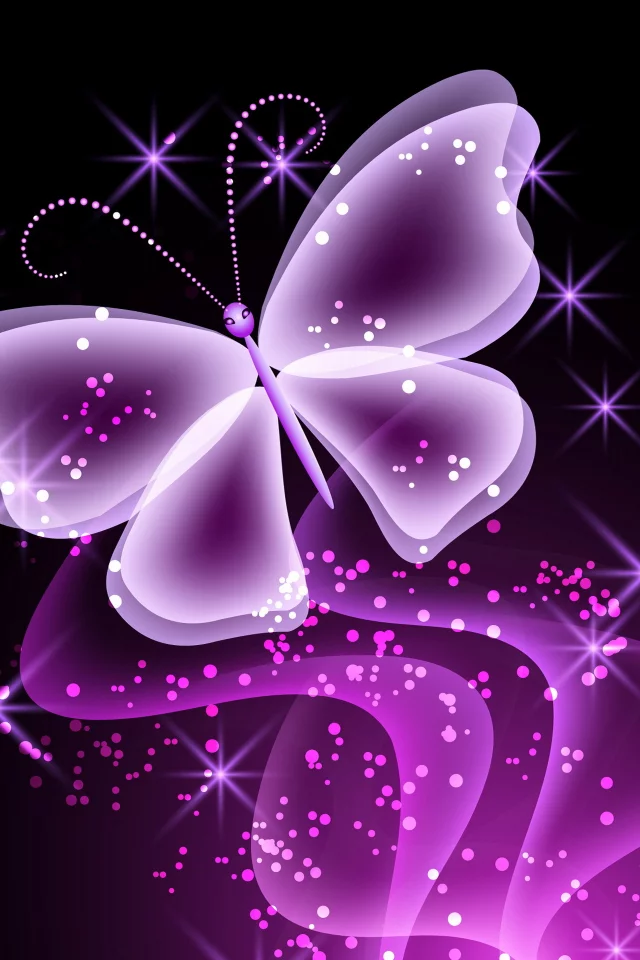 бабочка, neon, sparkle, неоновая, purple, glow, abstract, butterfly