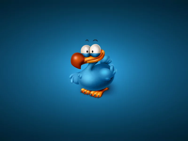 минимализм, синий фон, птица, titto the dodo