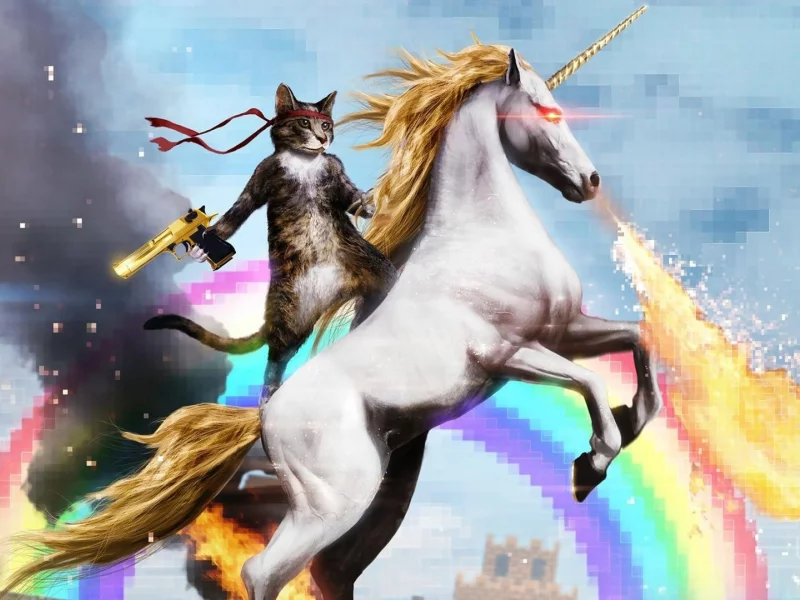 пистолет, единорог, радуга, котэ, deagle, рембо, кот