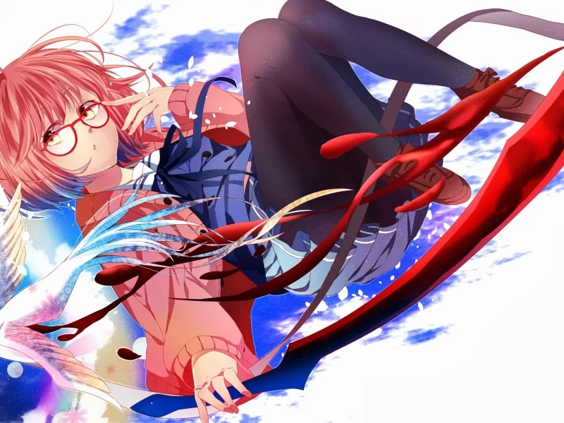 девушка, kyoukai no kanata, за гранью, art, kuriyama mirai, anime, очки