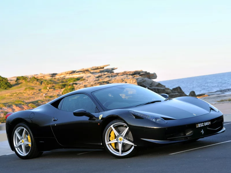 ferrari 458 italia, феррари, море, 458 италиа, черная
