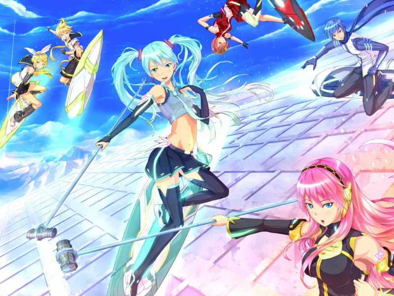 kaito, kazeno-ark, vocaloid, megurine luka, kagamine len, kagamine rin, арт, hatsune miku
