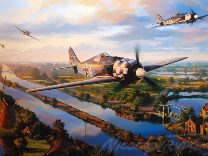 art, aviation, war, dogfight, airplane, fw 190, trudgian, aircraft, ww2