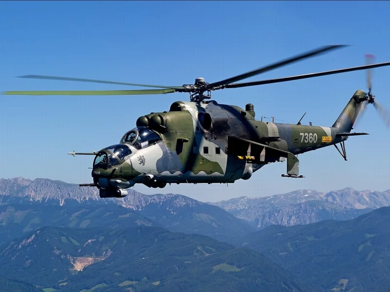 горы, транспортно-боевой, ми-24, вертолет, hind, крокодил