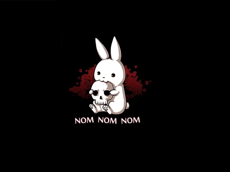 minimalism, art, nom nom nom, заяц, череп, black