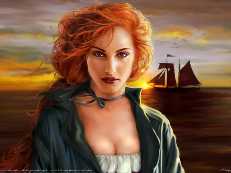 christine griffin, корабль, плащ, рыжая