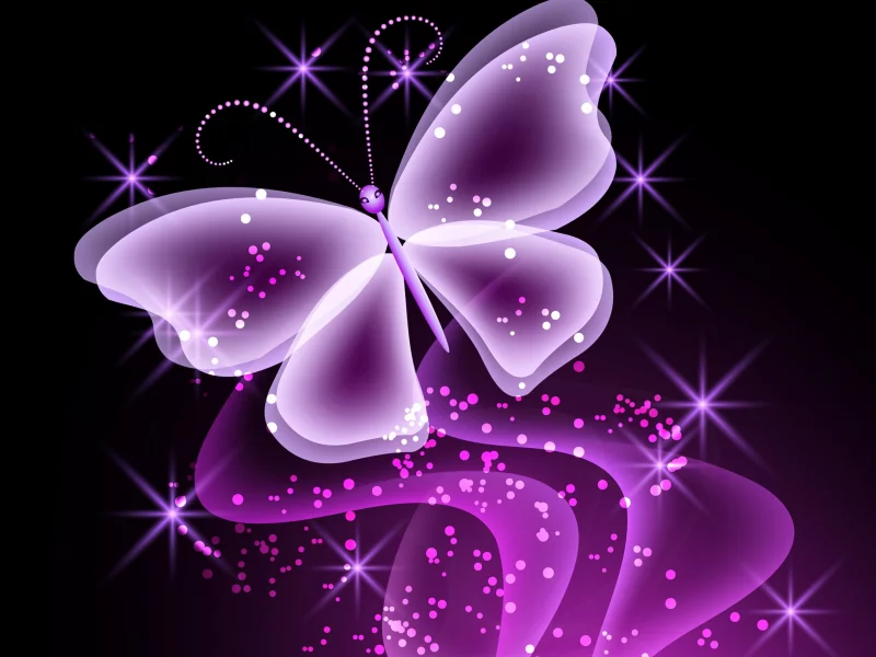 бабочка, neon, sparkle, неоновая, purple, glow, abstract, butterfly