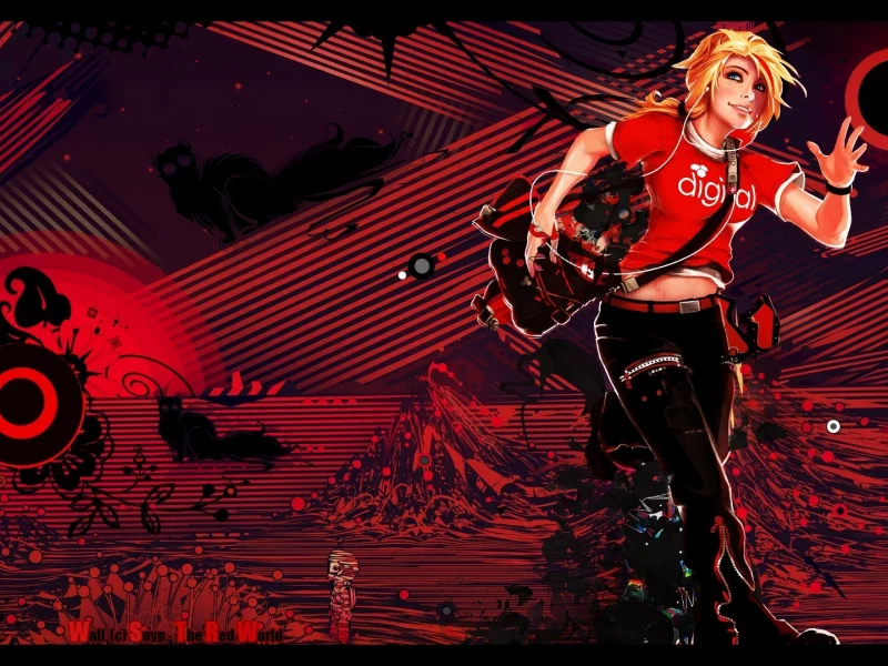 красный, стиль, mirrors edge, девушка, селеста, бег