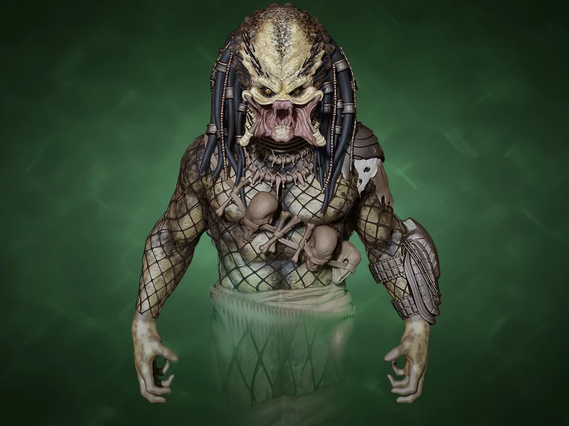 зеленый фон, хищник, инопланетянин, монстр, predator