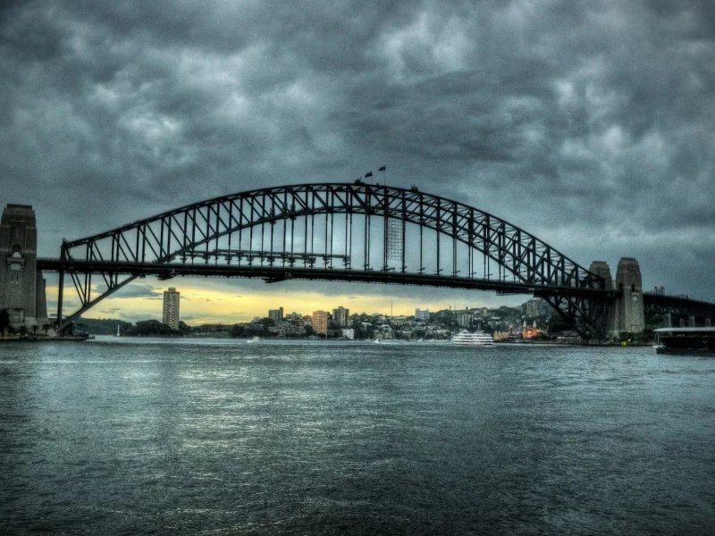 sydney, город, мост, сидней, небо, австралия, тучи, река