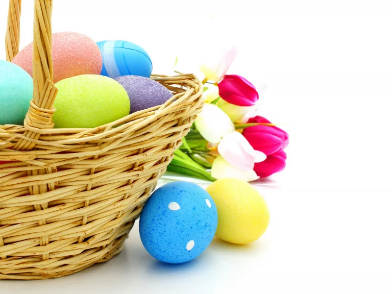 eggs, яйца, spring, easter, пасха, корзина, flowers, тюльпаны