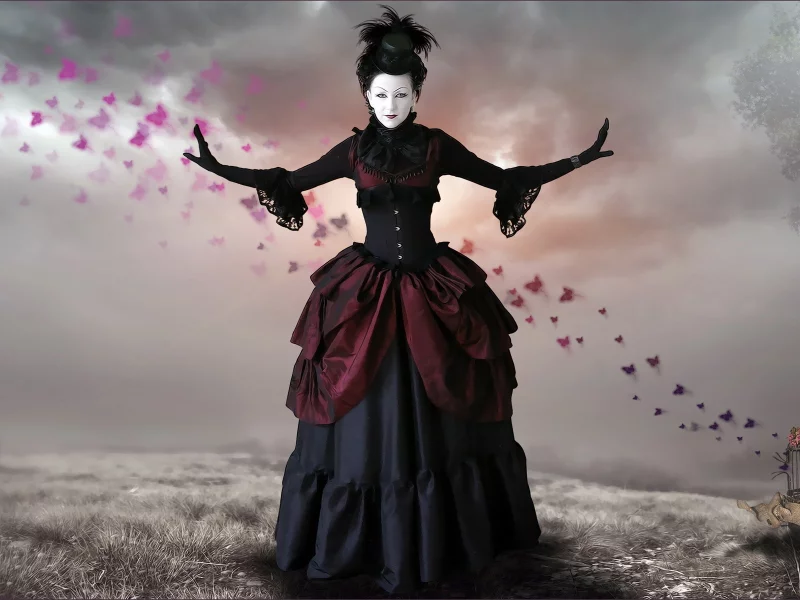 tree, photomanipulation, gothic, butterflies