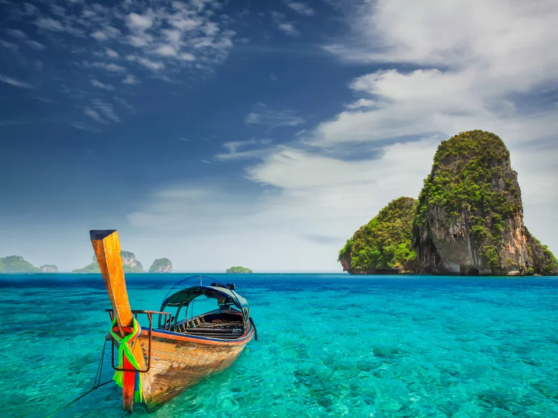 railay beach, пляж, скалы, лодка, таиланд, thailand, острова