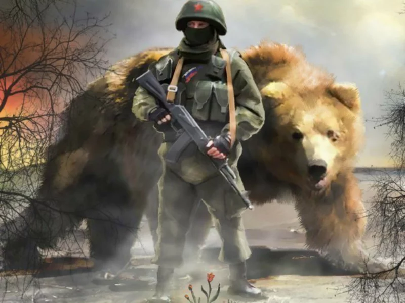 солдат красной армии, медведь, оружие
