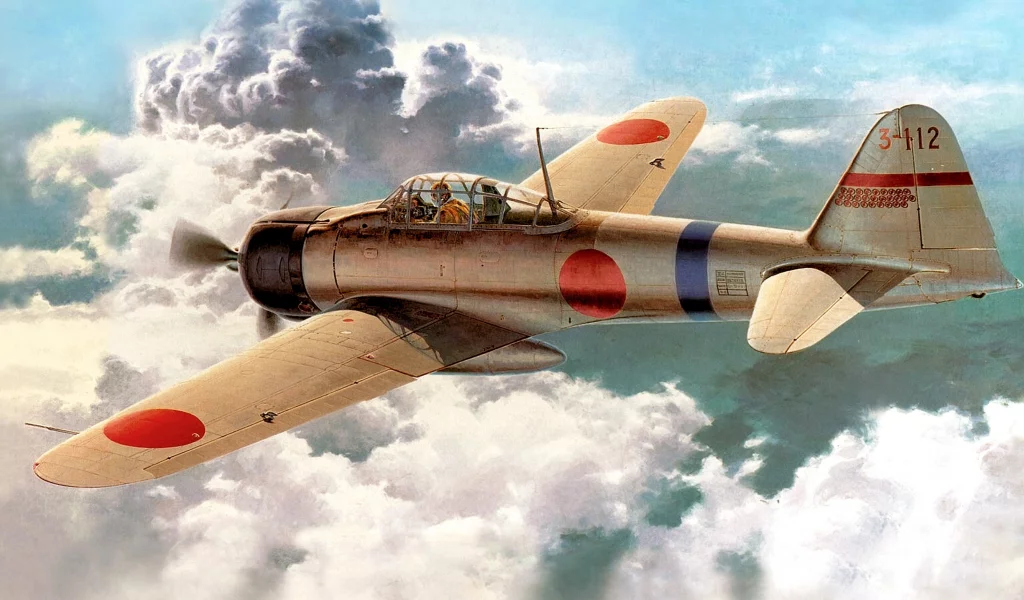 mitsubishi a6m2 reisen, палубный истребитель, арт, японский