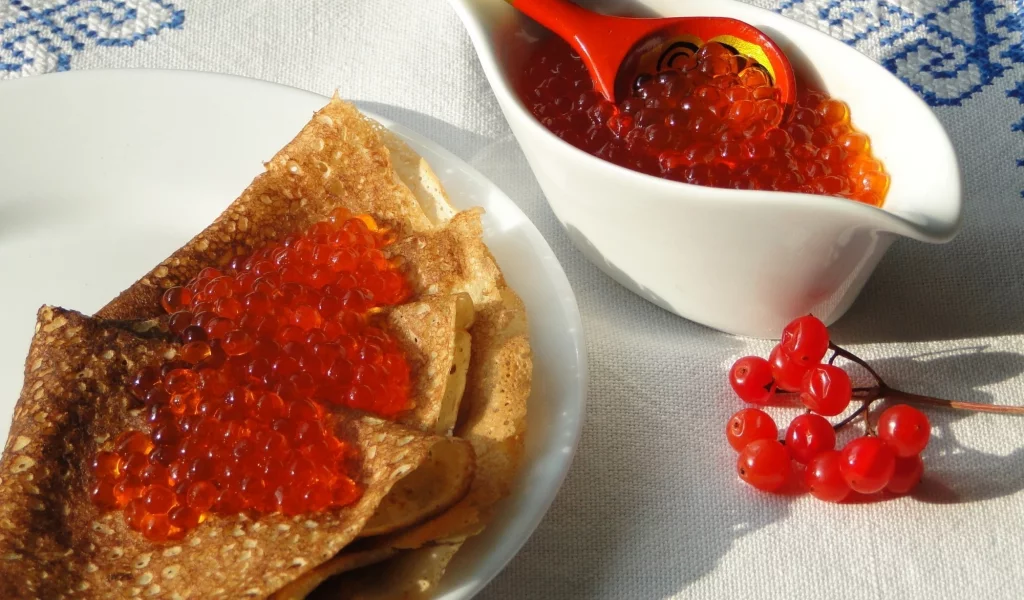 еда, блины, красная икра, фон, обои, блинчики