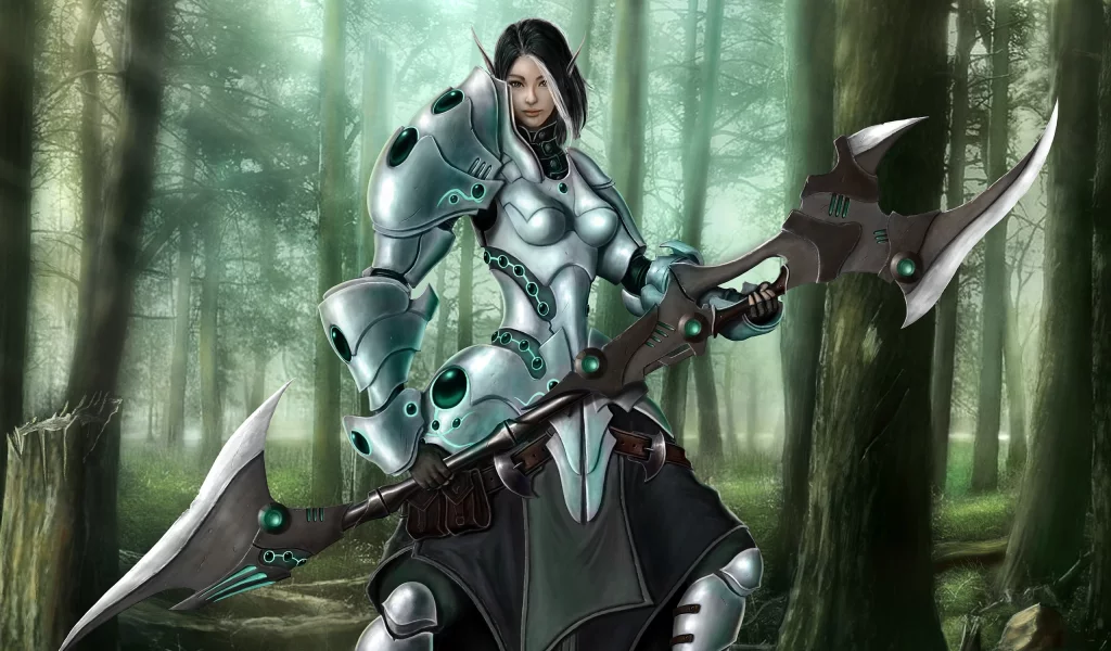 forest, max antonov, ravyn eternal light, fantasy, лес, elf, эльф, девушка, warrior