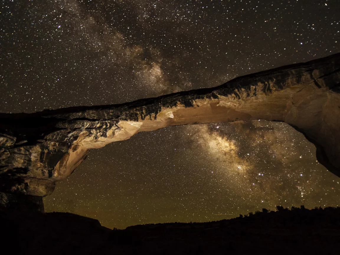 звезды, milky way, галактика, млечный путь, ночь, скала, арка