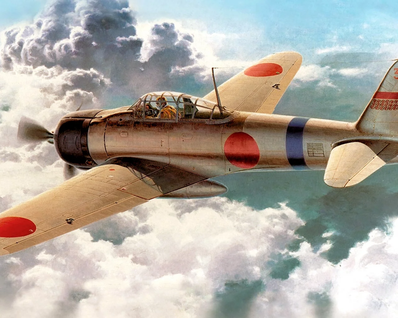 mitsubishi a6m2 reisen, палубный истребитель, арт, японский