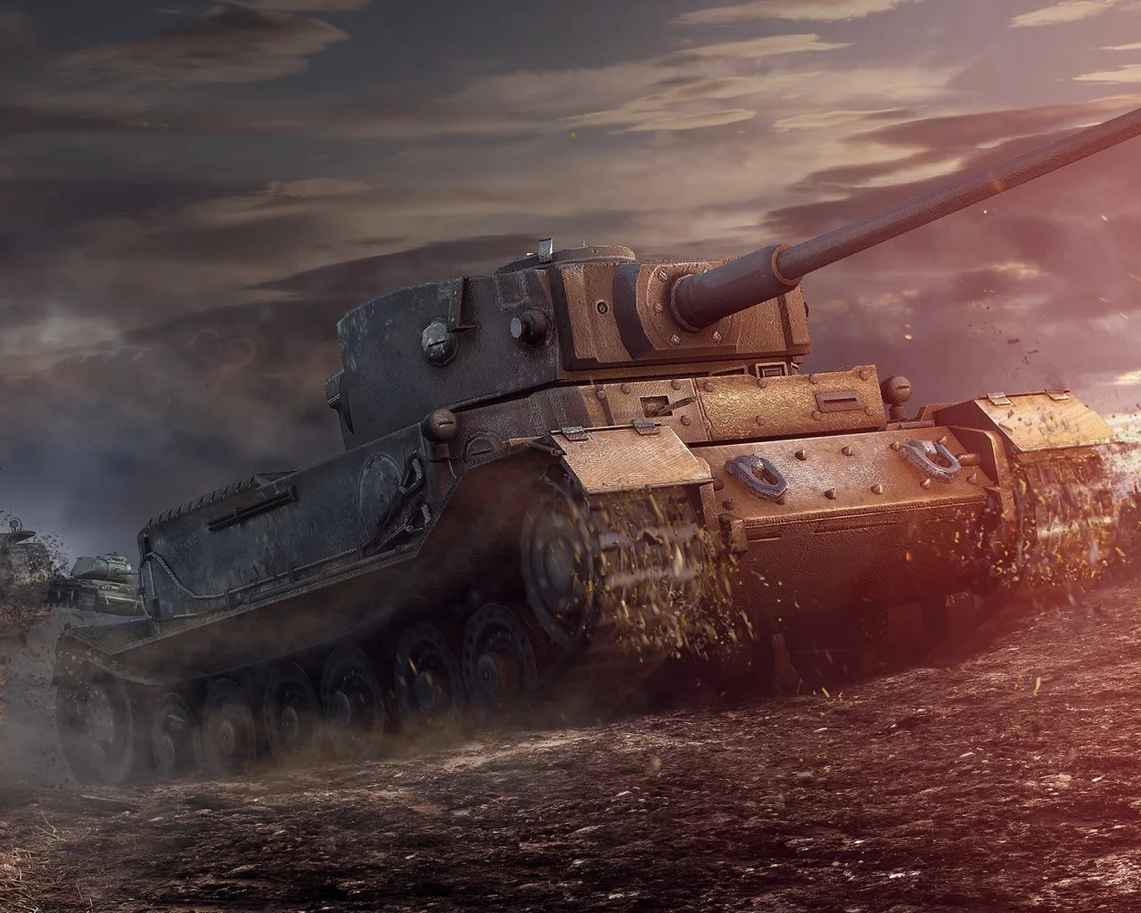 небо, грязь, арт, танк, arl 44, танки, world of tanks, wot