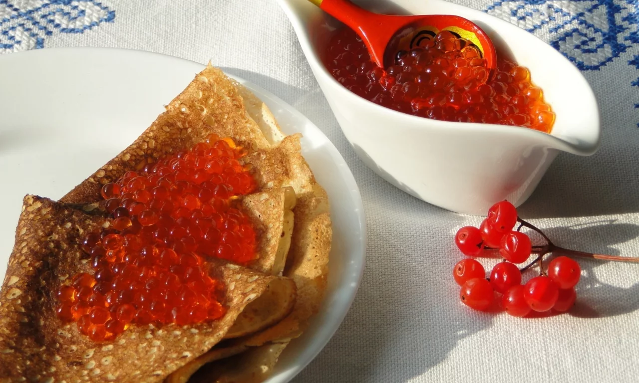 еда, блины, красная икра, фон, обои, блинчики