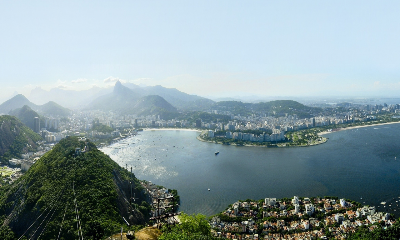 Рио, мегаполис, огни, пляж, океан, горы