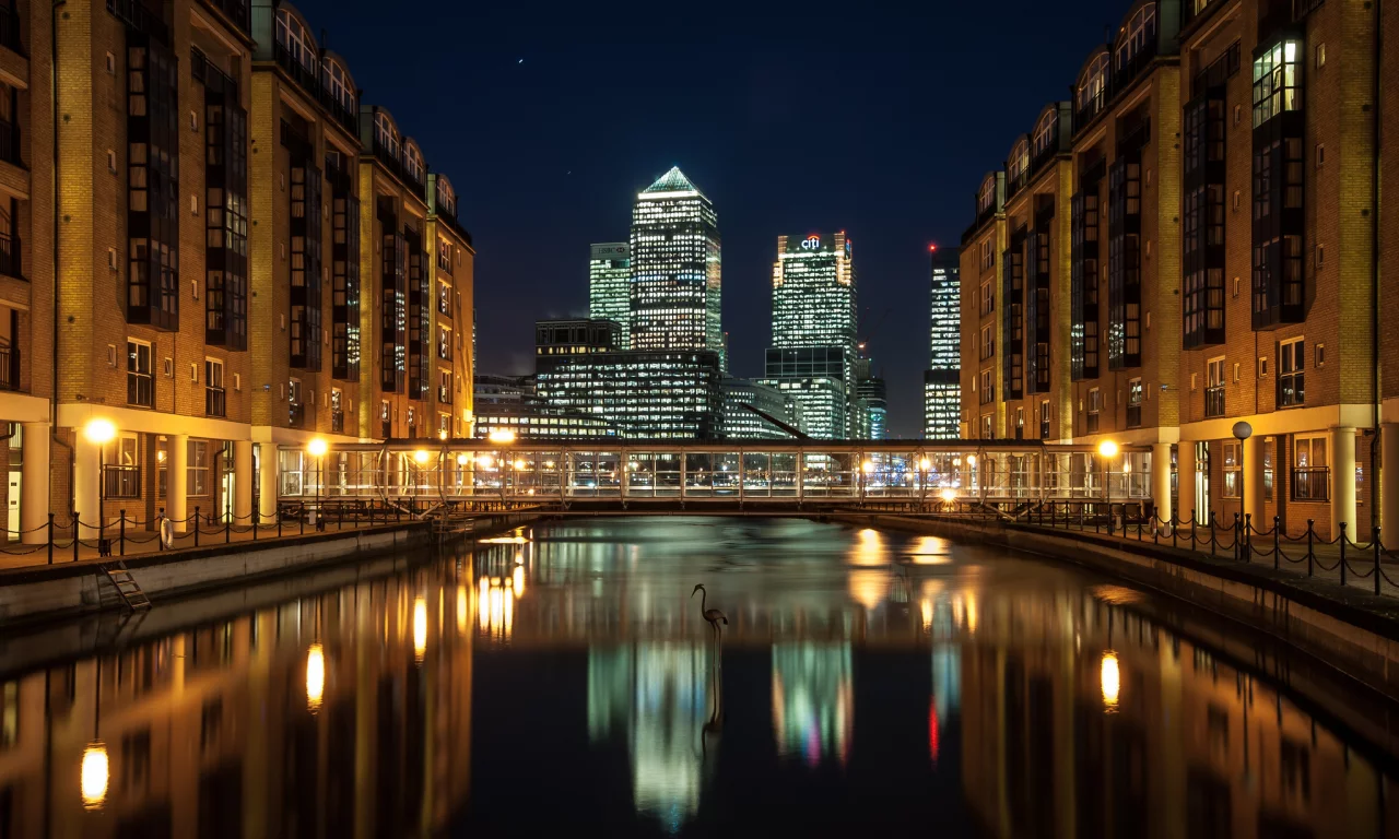город, london, мост, ночь, лондон, река, docklands, england, англия