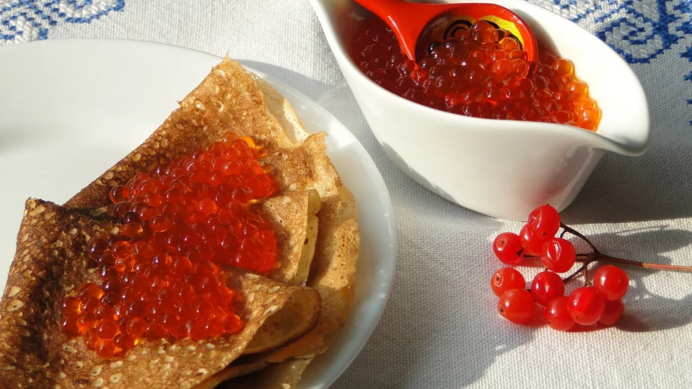 еда, блины, красная икра, фон, обои, блинчики