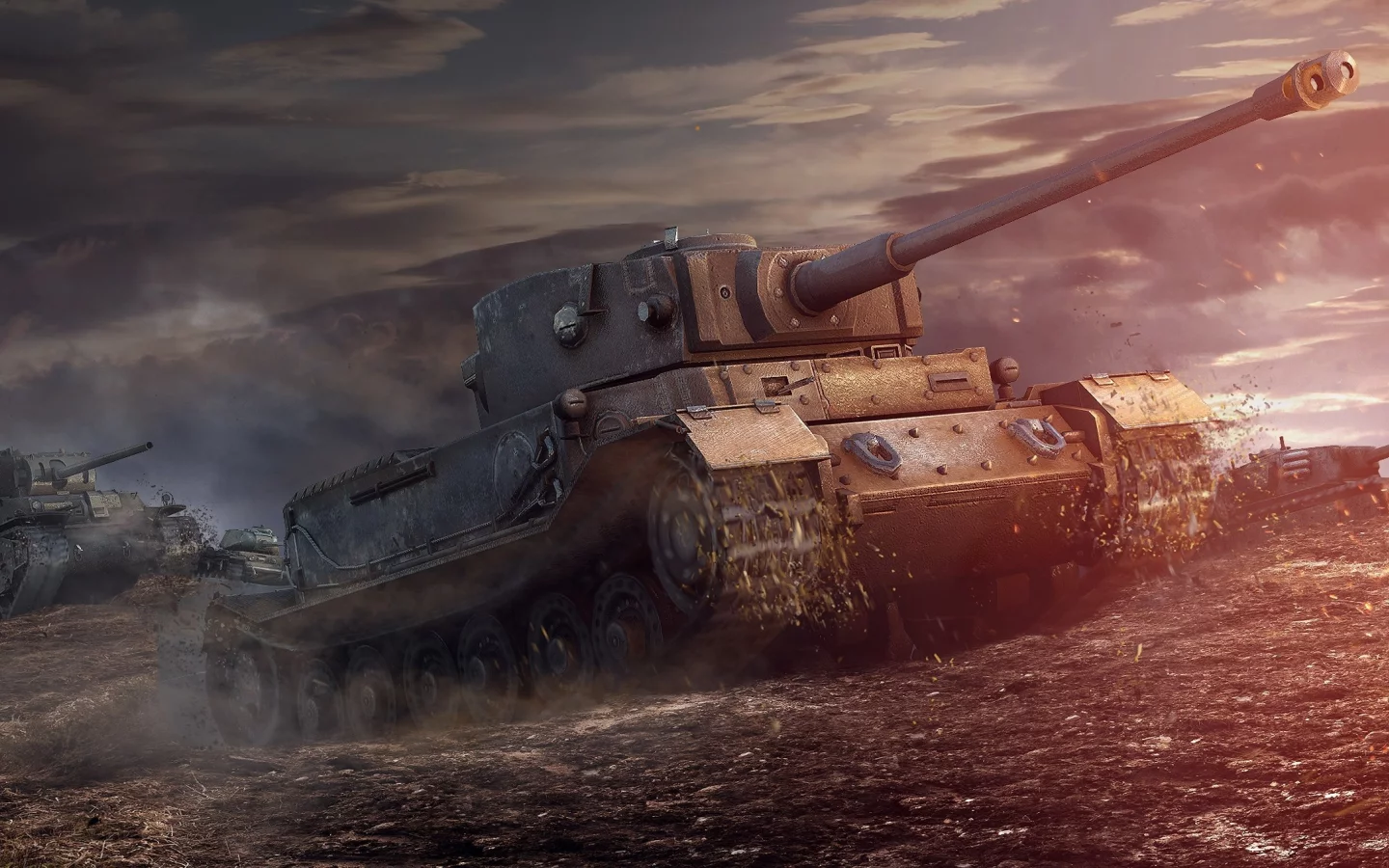 небо, грязь, арт, танк, arl 44, танки, world of tanks, wot