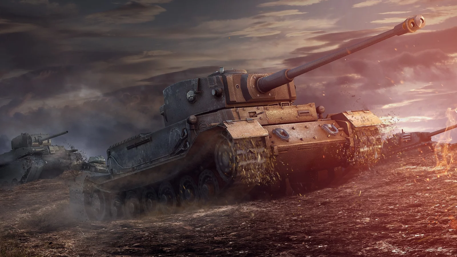 небо, грязь, арт, танк, arl 44, танки, world of tanks, wot