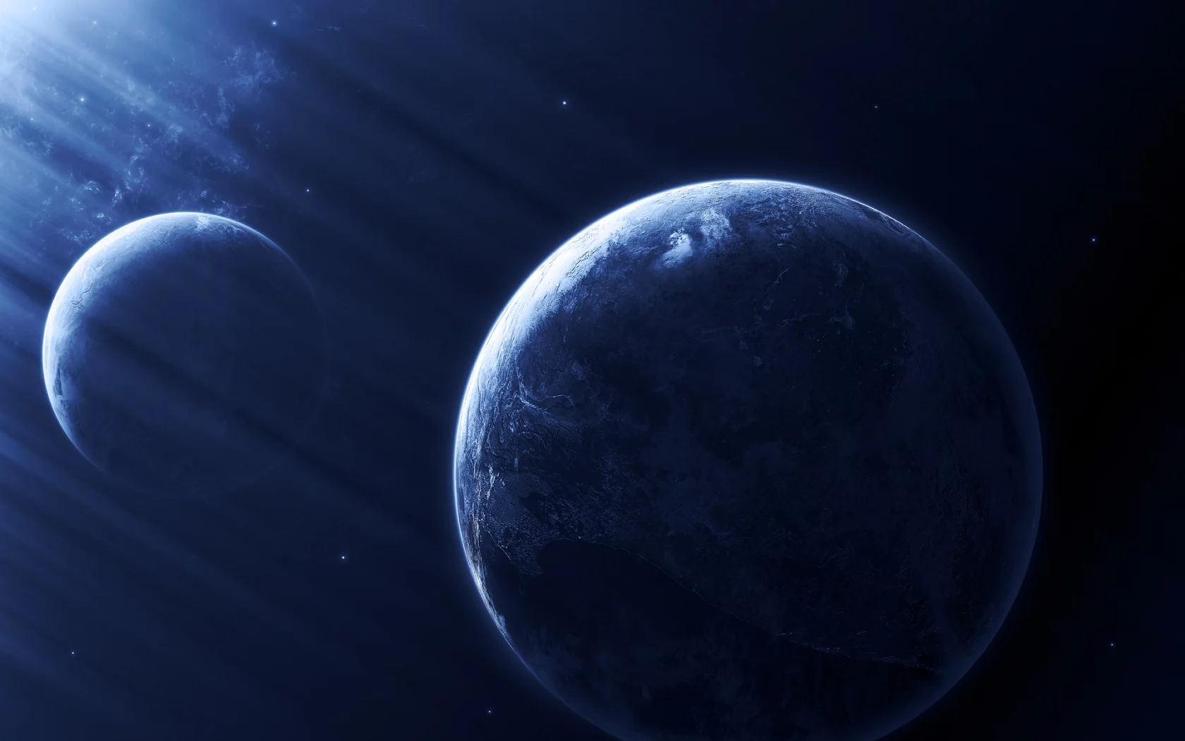 light effect, blue, dark, planets, sci fi