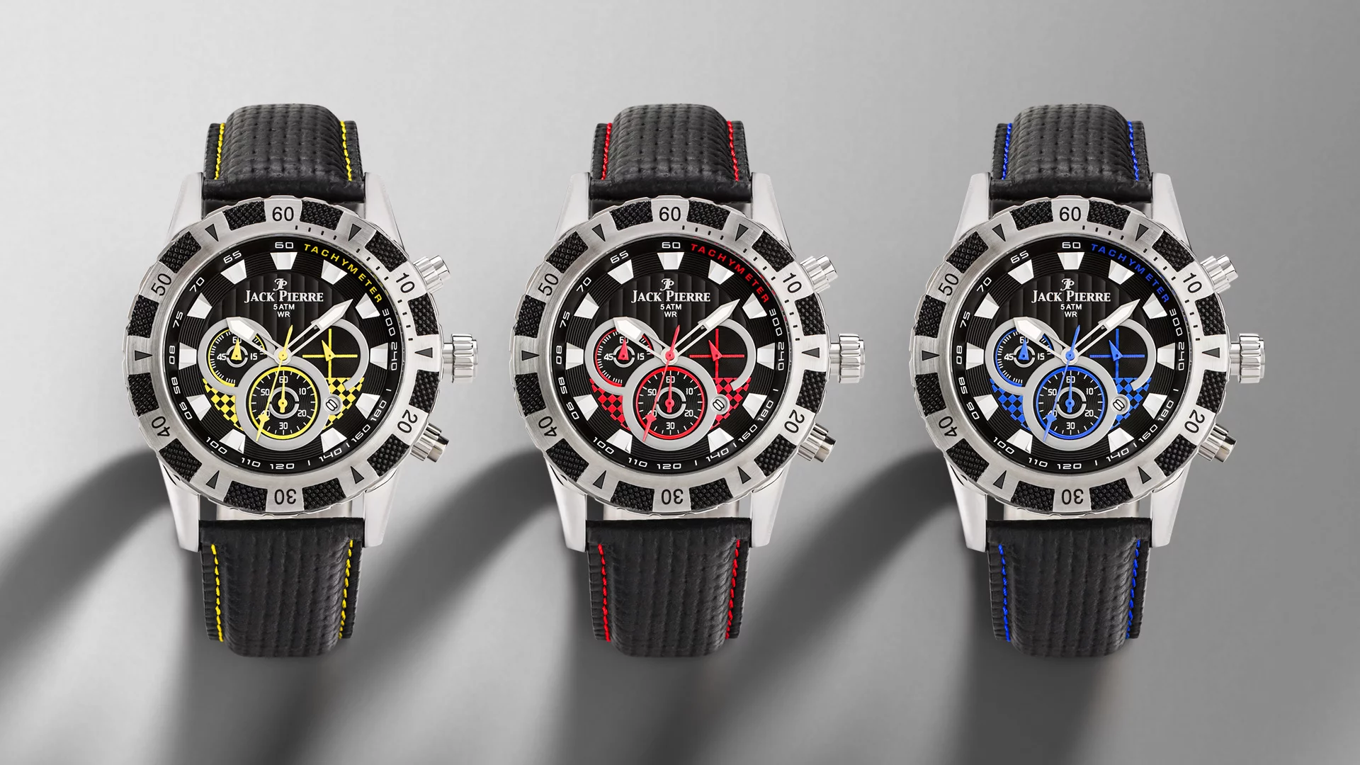 leather, three, yellow, watch, blue, metal, red