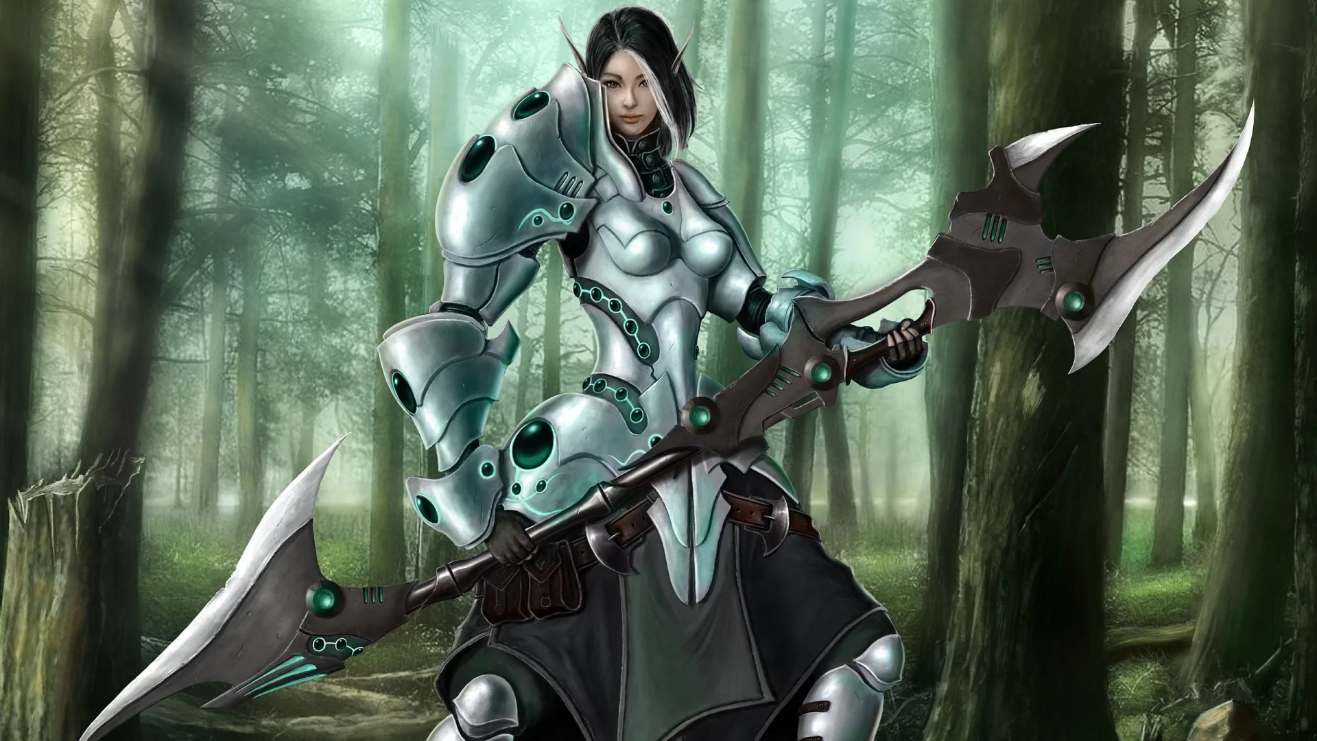 forest, max antonov, ravyn eternal light, fantasy, лес, elf, эльф, девушка, warrior