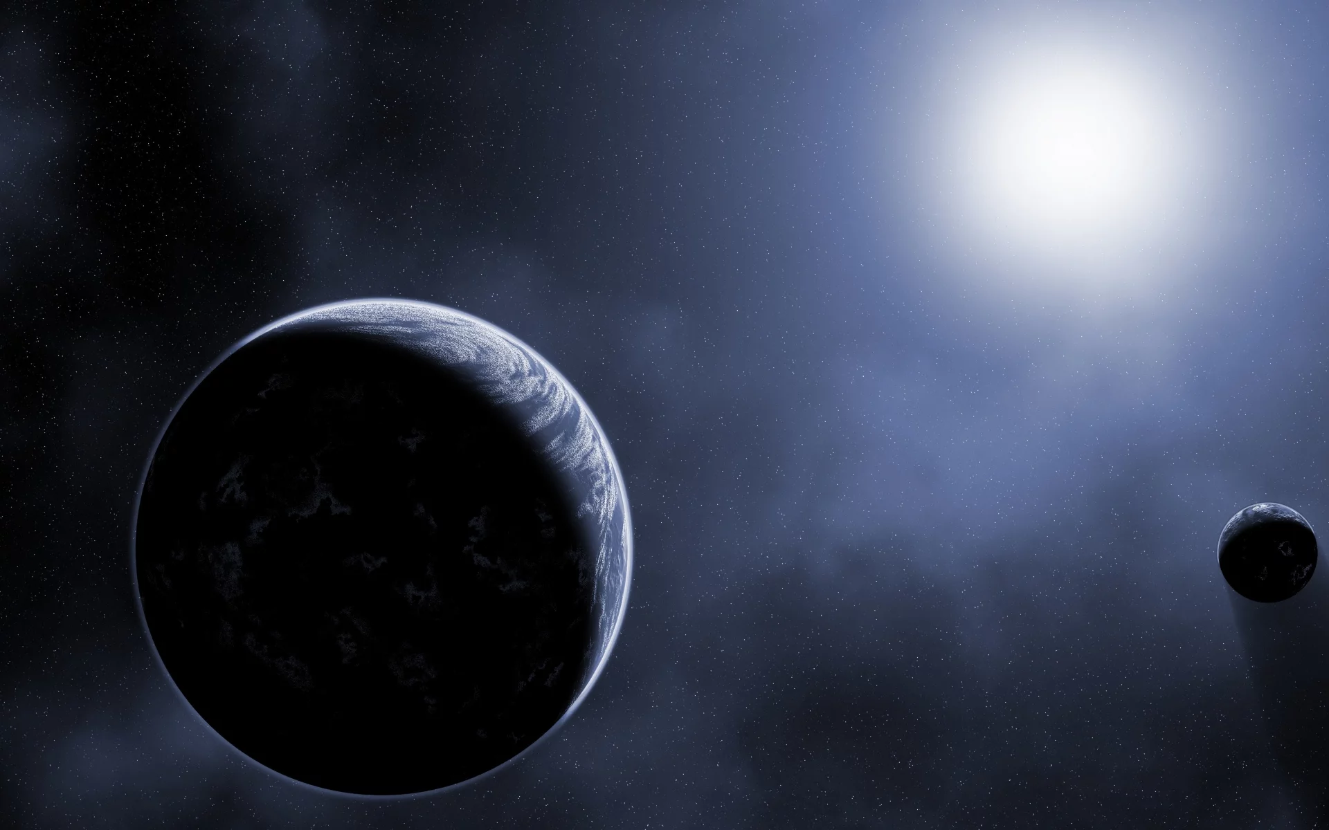 shadow, sci fi, stars, planets