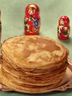 масленица, блины, ложка, матрешки