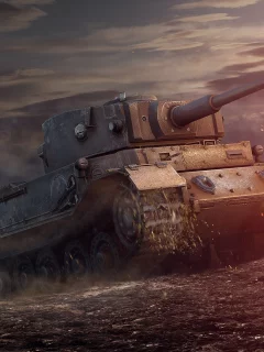 небо, грязь, арт, танк, arl 44, танки, world of tanks, wot