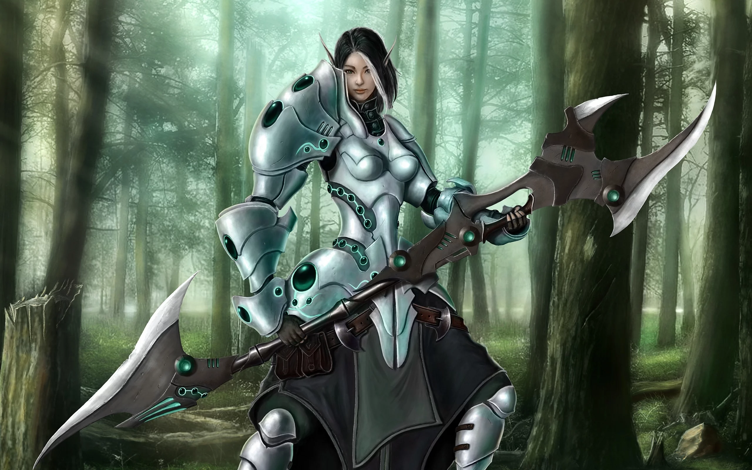 forest, max antonov, ravyn eternal light, fantasy, лес, elf, эльф, девушка, warrior