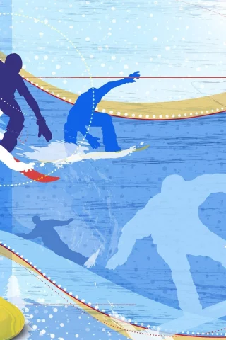 сноуборд, доска, абстракция, зима, snowboard, снег, ель