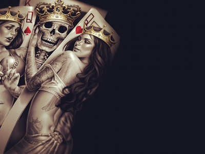 king, crown, seduction, skeleton, cup, queen, poker, tattoos, bones, skull