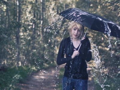 зонт, ситуация, девушка, дождь