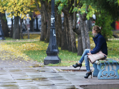 парк, скамейка, осень, женщина, настроение, ожидание
