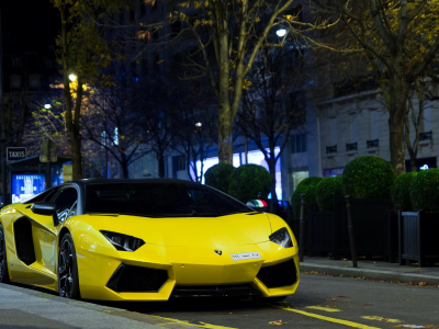 Lamborghini, LP700-4, Aventador, Yellow, paris, france, supercar, exotic