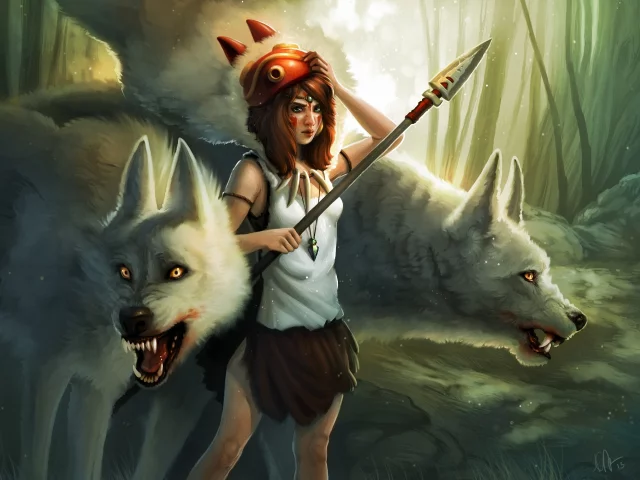 девушка, princess mononoke, kelly perry, арт, принцесса мононоке