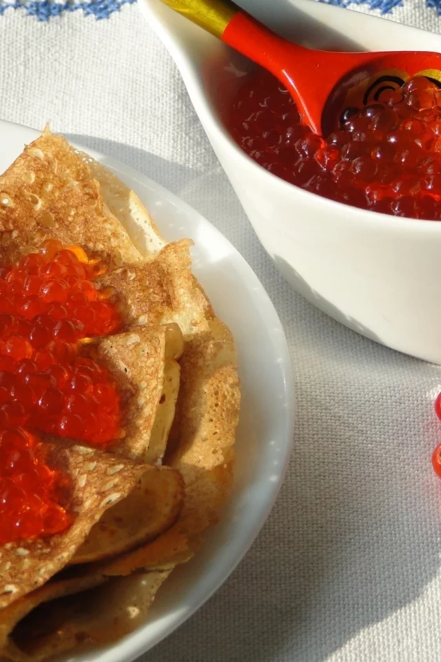 еда, блины, красная икра, фон, обои, блинчики