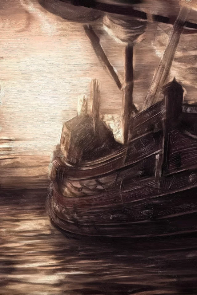 паруса, корабли, живопись, море, вода, небо