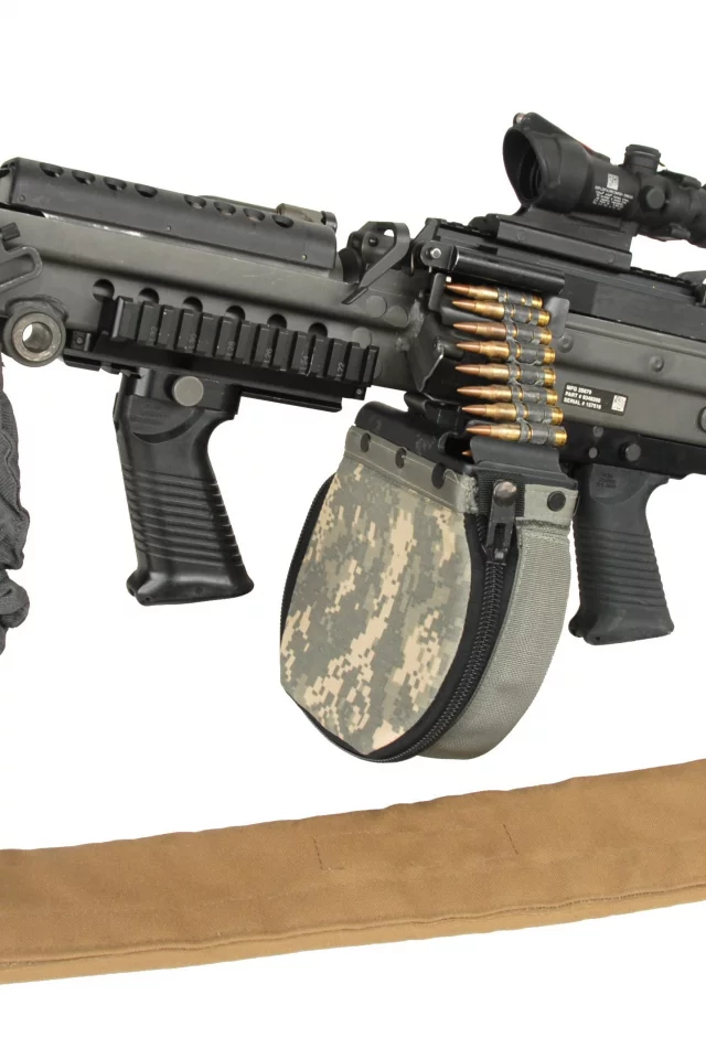 circular charger, m249, sling, weapon, machine gun, military, telescopic sights, improved m249