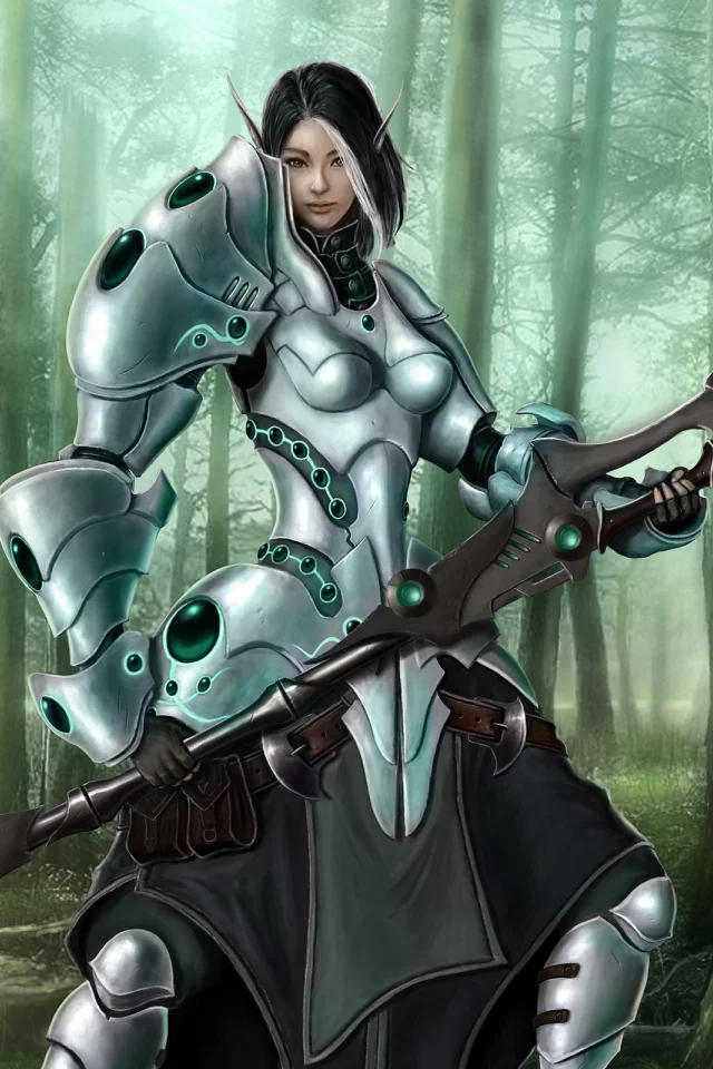 forest, max antonov, ravyn eternal light, fantasy, лес, elf, эльф, девушка, warrior
